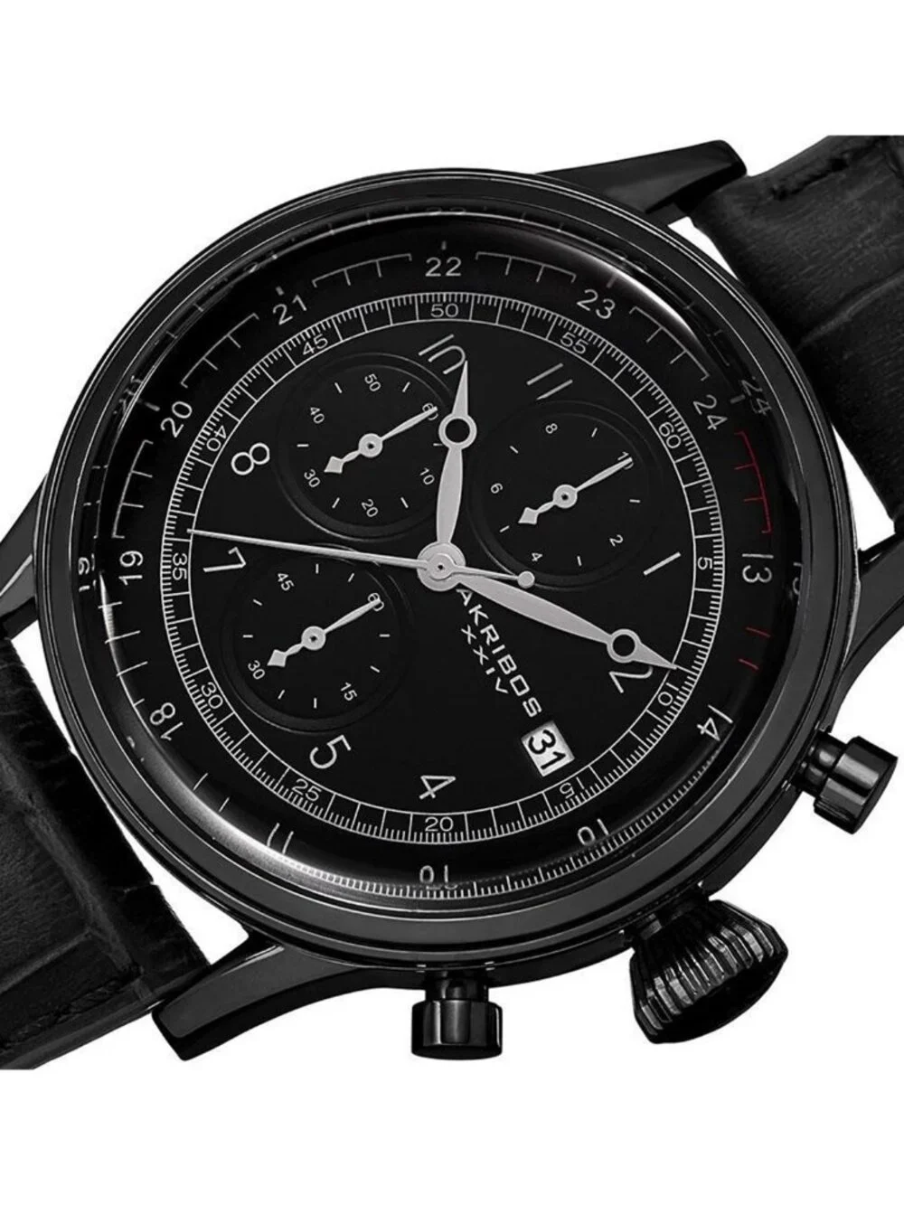 NWT Akribos XXIV Chronograph Quartz Black Dial Men's Watch